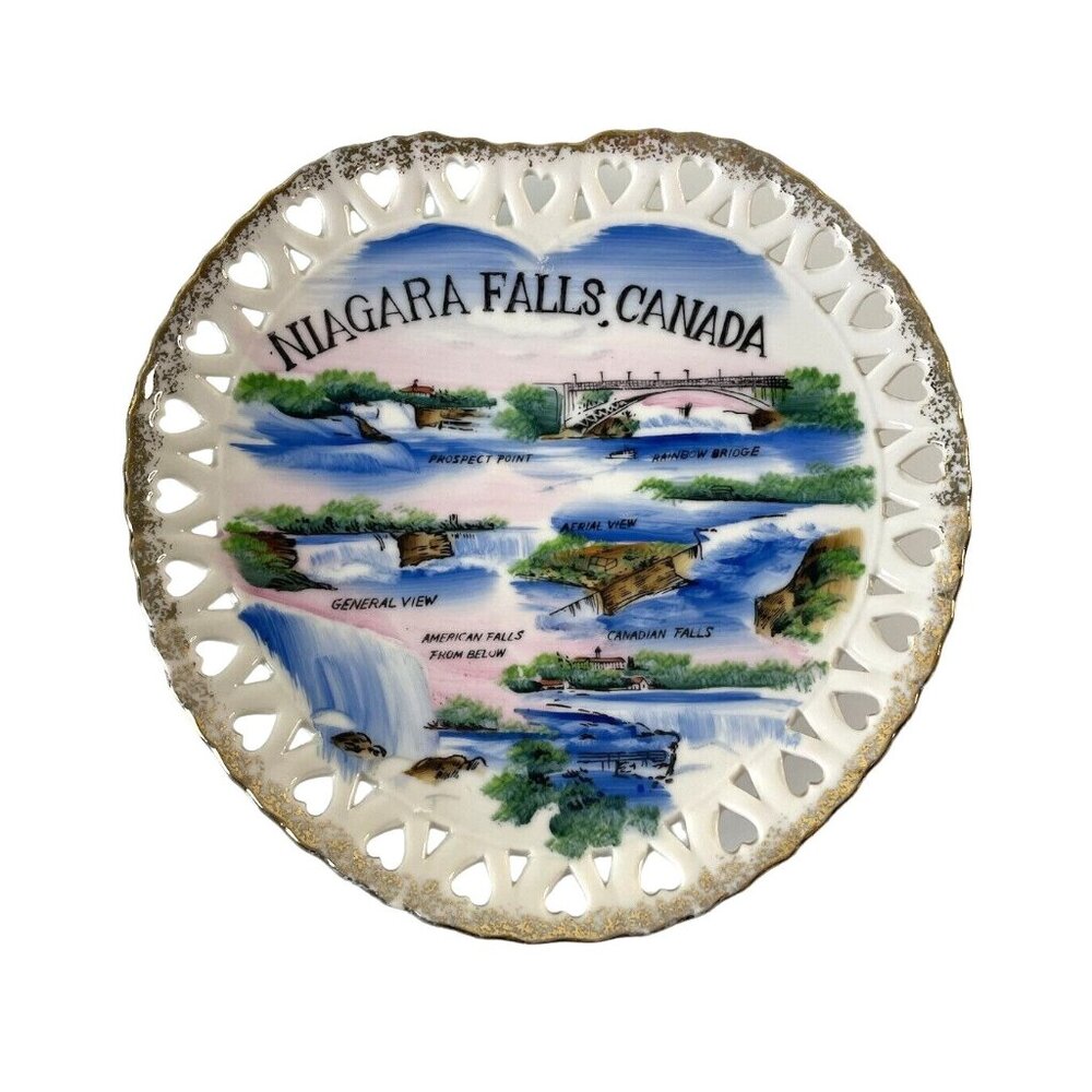 Famous Parkdale Novelty Hand Painted in Japan Niagara Falls Heart Shaped Plate